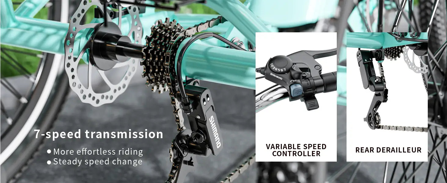 MOONCOOL Electric Tricycle for Adults 24’’ Electric Trike 350W 36V 40Miles Range