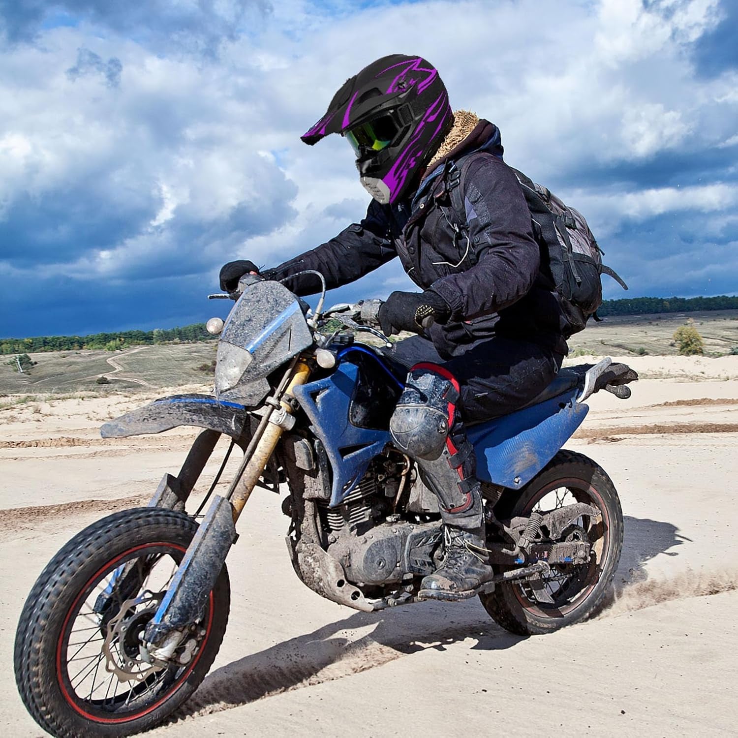 DOT Approved Youth Kids Motocross Helmet - Ultra-Lightweight Full Face Dirt Bike/Atv Helmet with Goggles, Gloves & Face Shield (4-Piece Set)