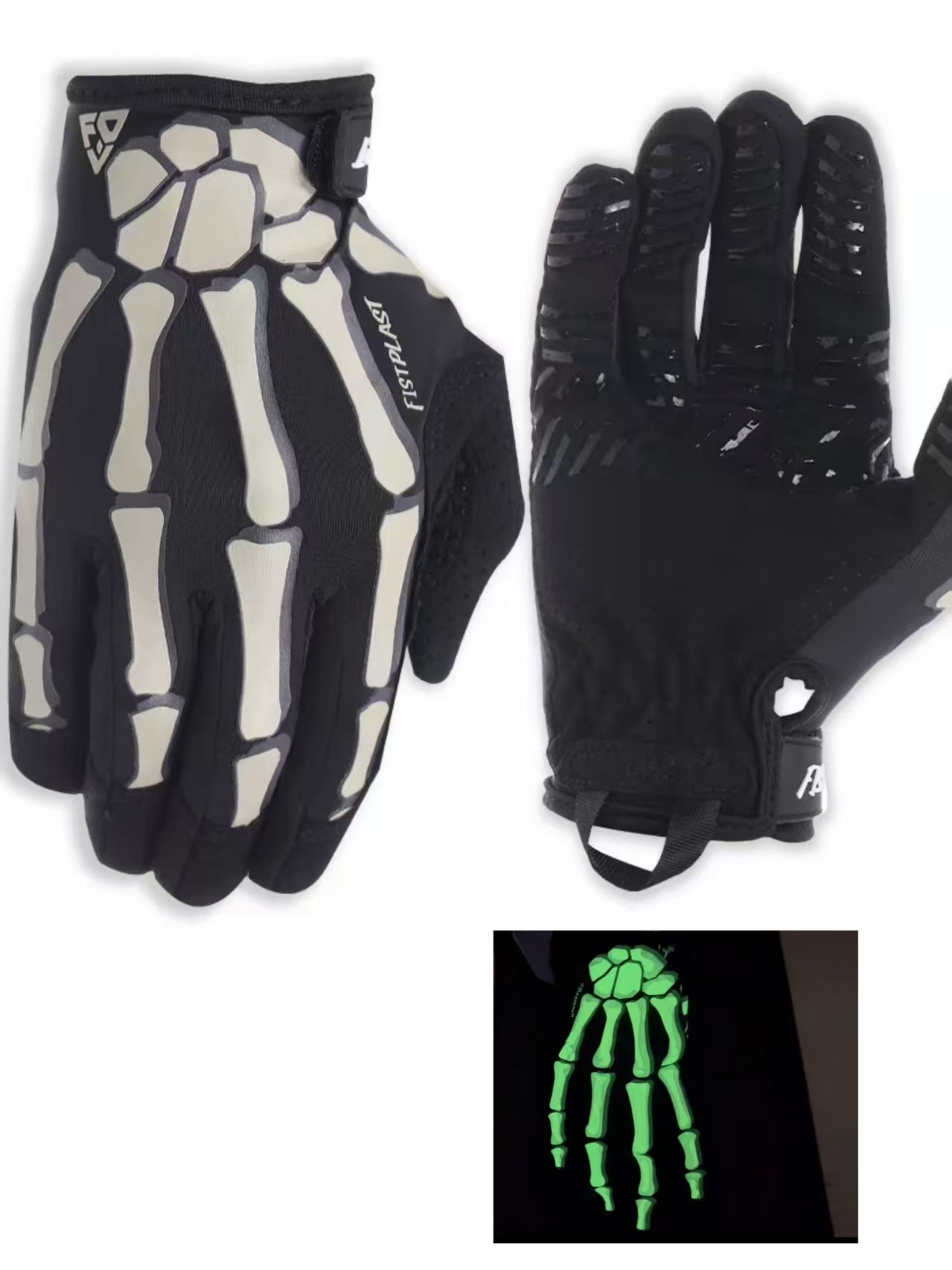 Skull Luminous Outdoor Non-slip Wear-resistant Full Finger Touch Screen Riding Gloves