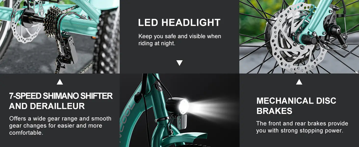 MOONCOOL Electric Tricycle for Adults 24’’ Electric Trike 350W 36V 40Miles Range