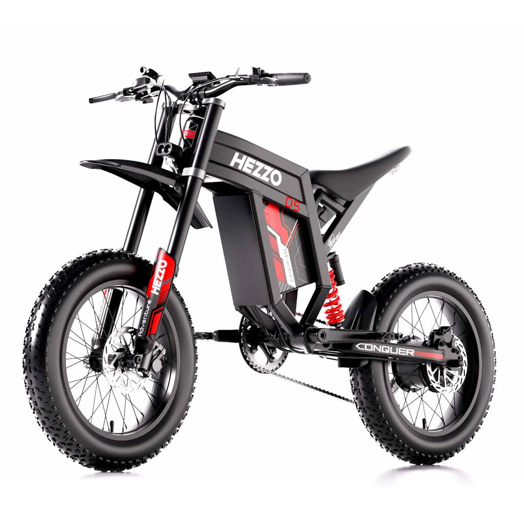 HEZZO D5 Ebike 3000W Full Suspension 60V Electric Bicycle with Removable 30Ah Battery - 20Inch Fat Electric Dirt Bike from US EU Warehouse