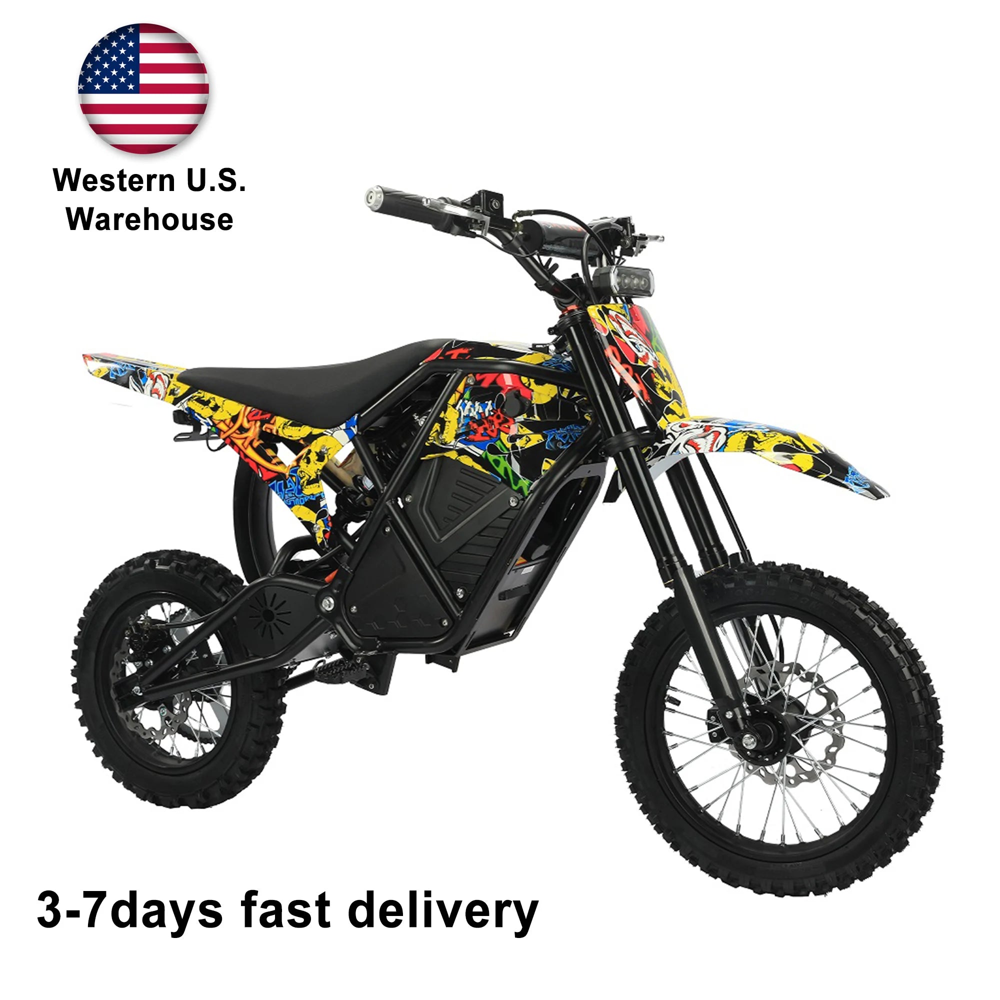 US Hot Sale Electric Dirt Bike 2000W with Brushless Motor and 14" Front 12" Rear Tires