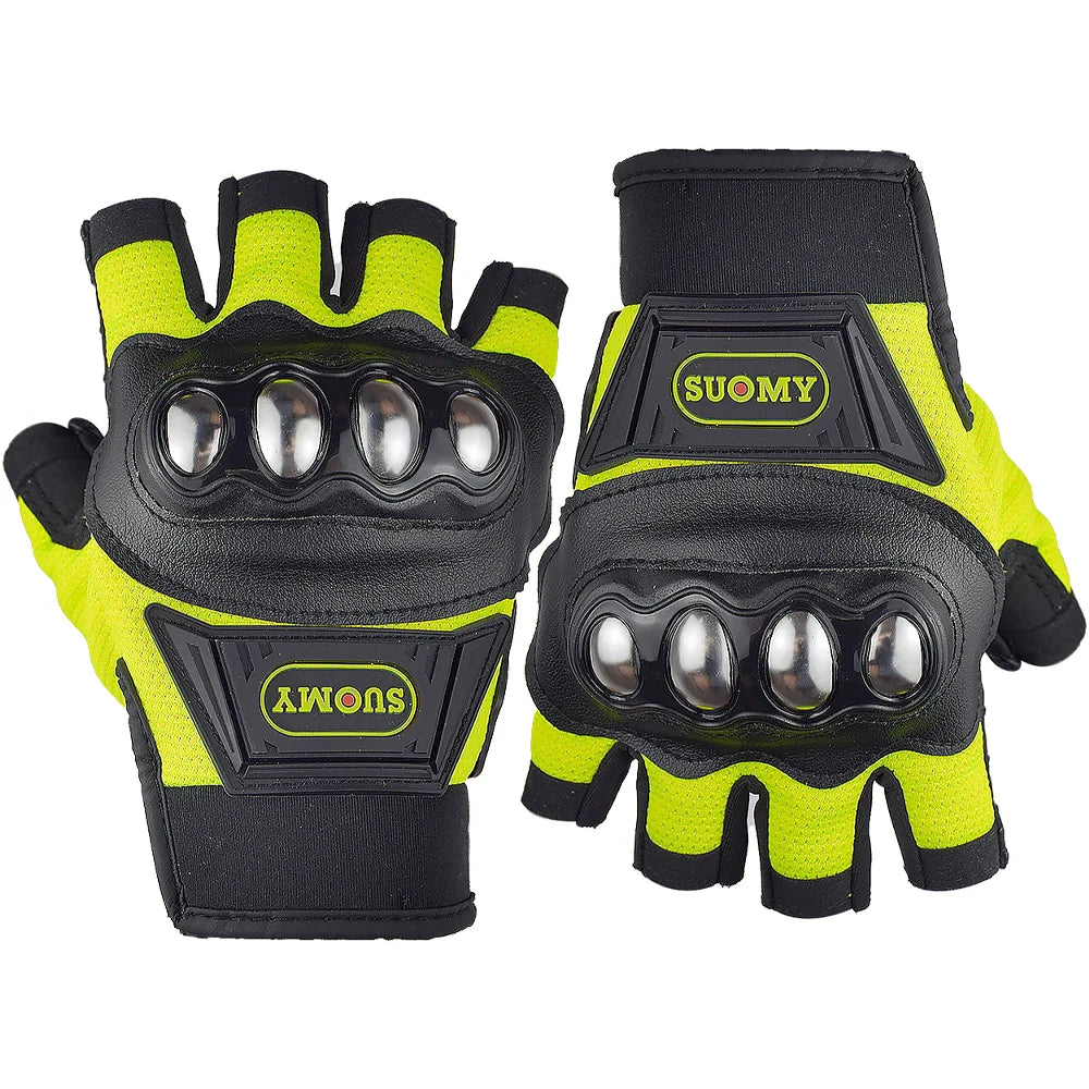 SUOMY Summer Motorcycle Gloves Half Finger Breathable Motobike Hard Shell Protective Fingerless Gloves Women Moto Riding Guantes