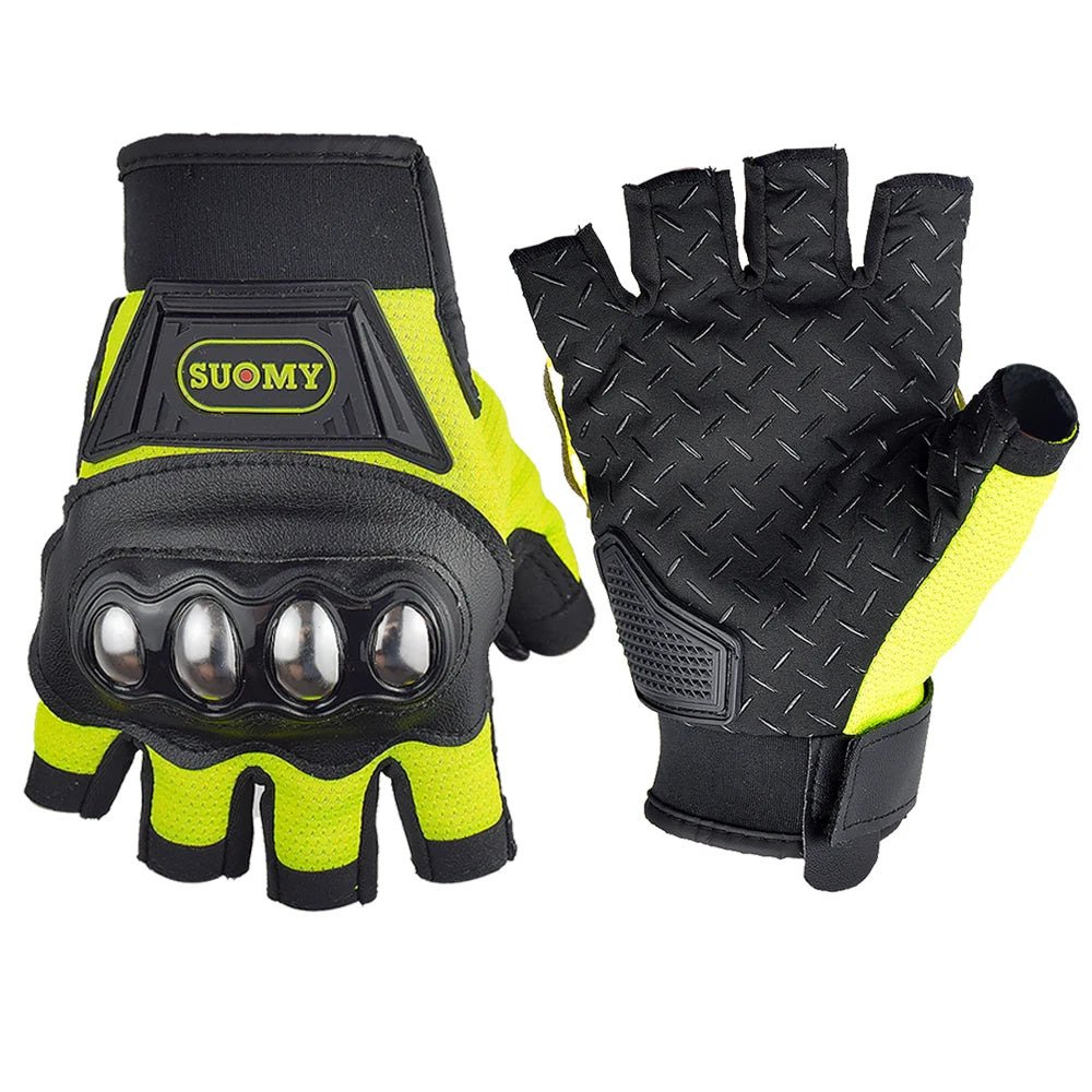 SUOMY Summer Motorcycle Gloves Half Finger Breathable Motobike Hard Shell Protective Fingerless Gloves Women Moto Riding Guantes