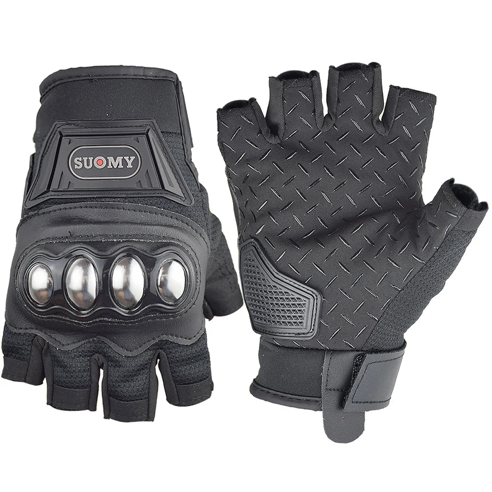 SUOMY Summer Motorcycle Gloves Half Finger Breathable Motobike Hard Shell Protective Fingerless Gloves Women Moto Riding Guantes