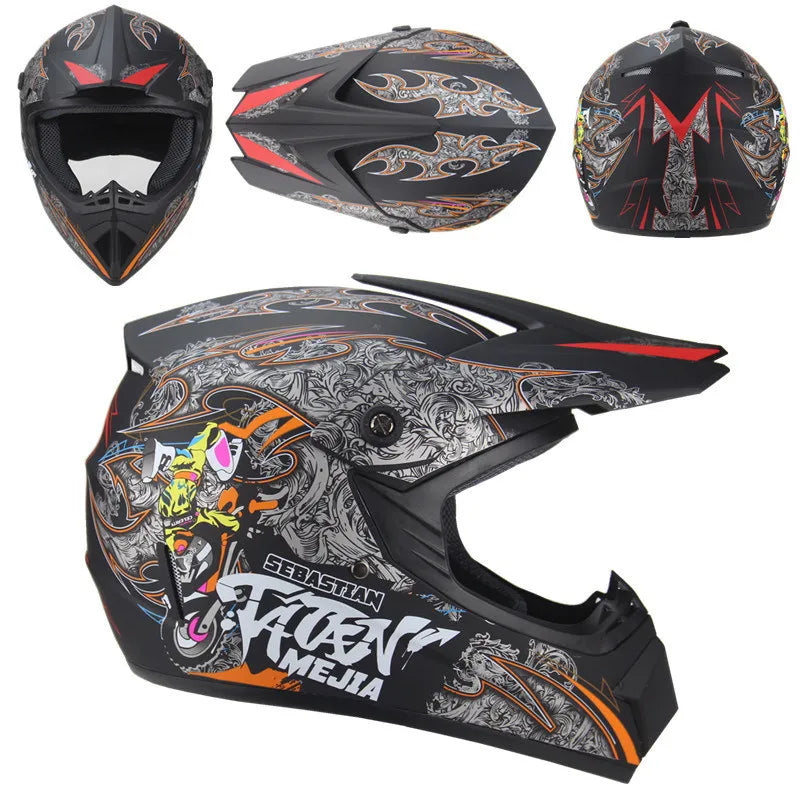 Full Face Motorcycle Motocross Helmet Flip up Racing ATV off Road Safety Karting Helmet
