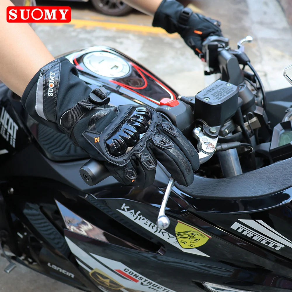 Waterproof SUOMY Motorcycle Gloves Women Winter Warm Motocross Guantes Touch Screen Gants Pink Windproof Motorbike Riding Gloves