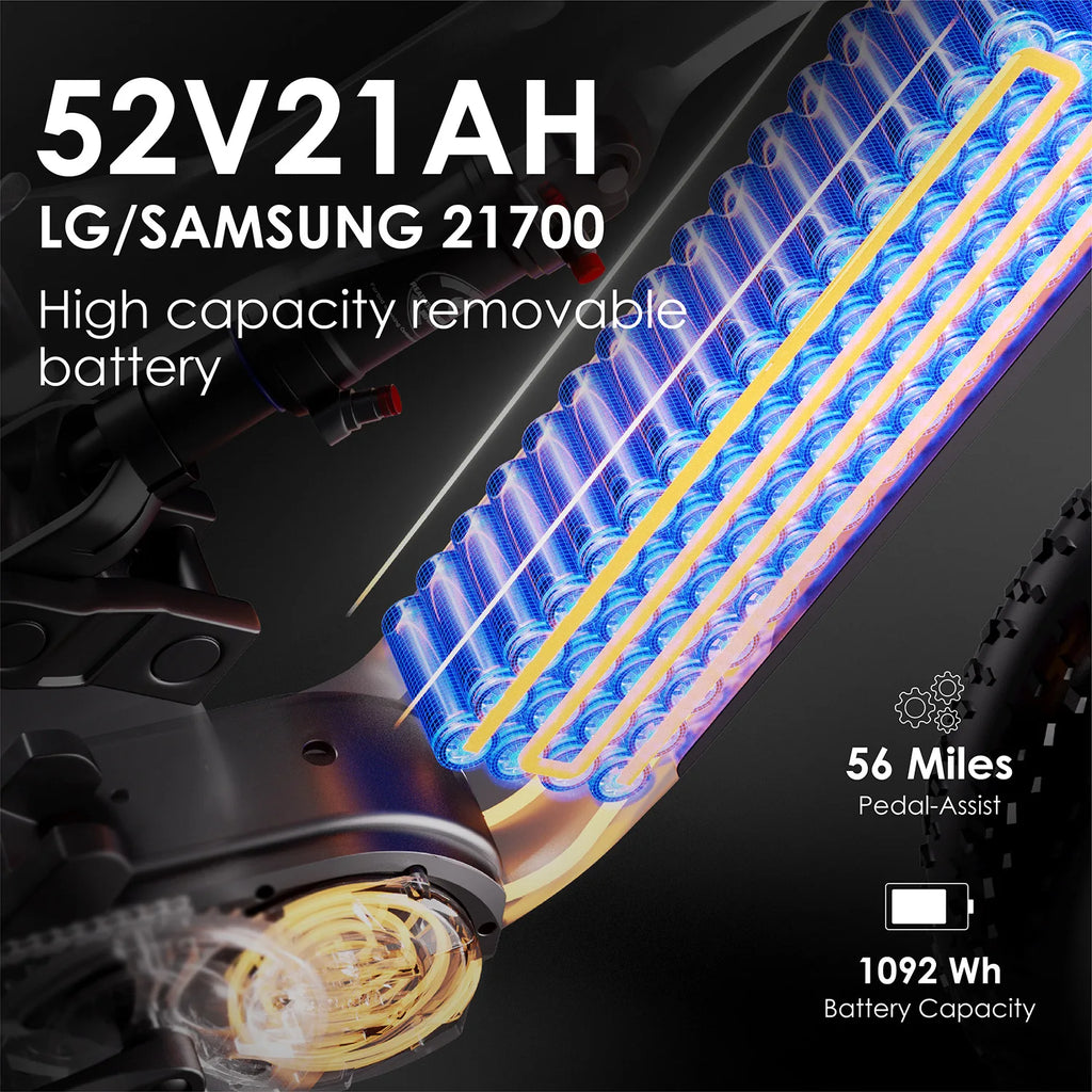 Hezzo Carbon Fiber Ebike BAFANG M620 52V 1000W Mid Drive 160N.M 26*4.8 Fattire 21Ah LG Electric Dirt Bike Emtb USA EU Warehouse