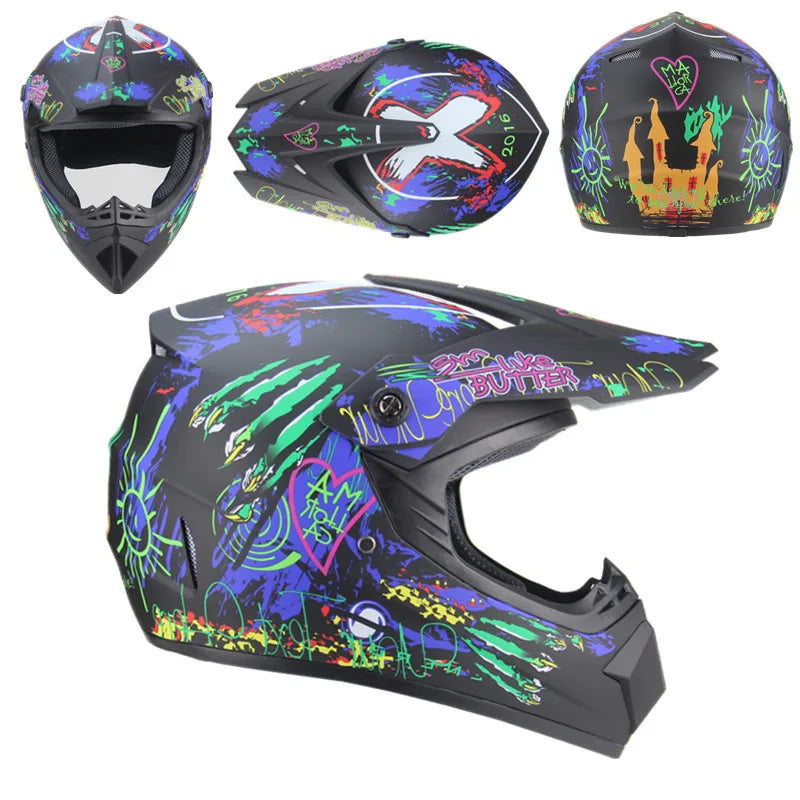 Full Face Motorcycle Motocross Helmet Flip up Racing ATV off Road Safety Karting Helmet