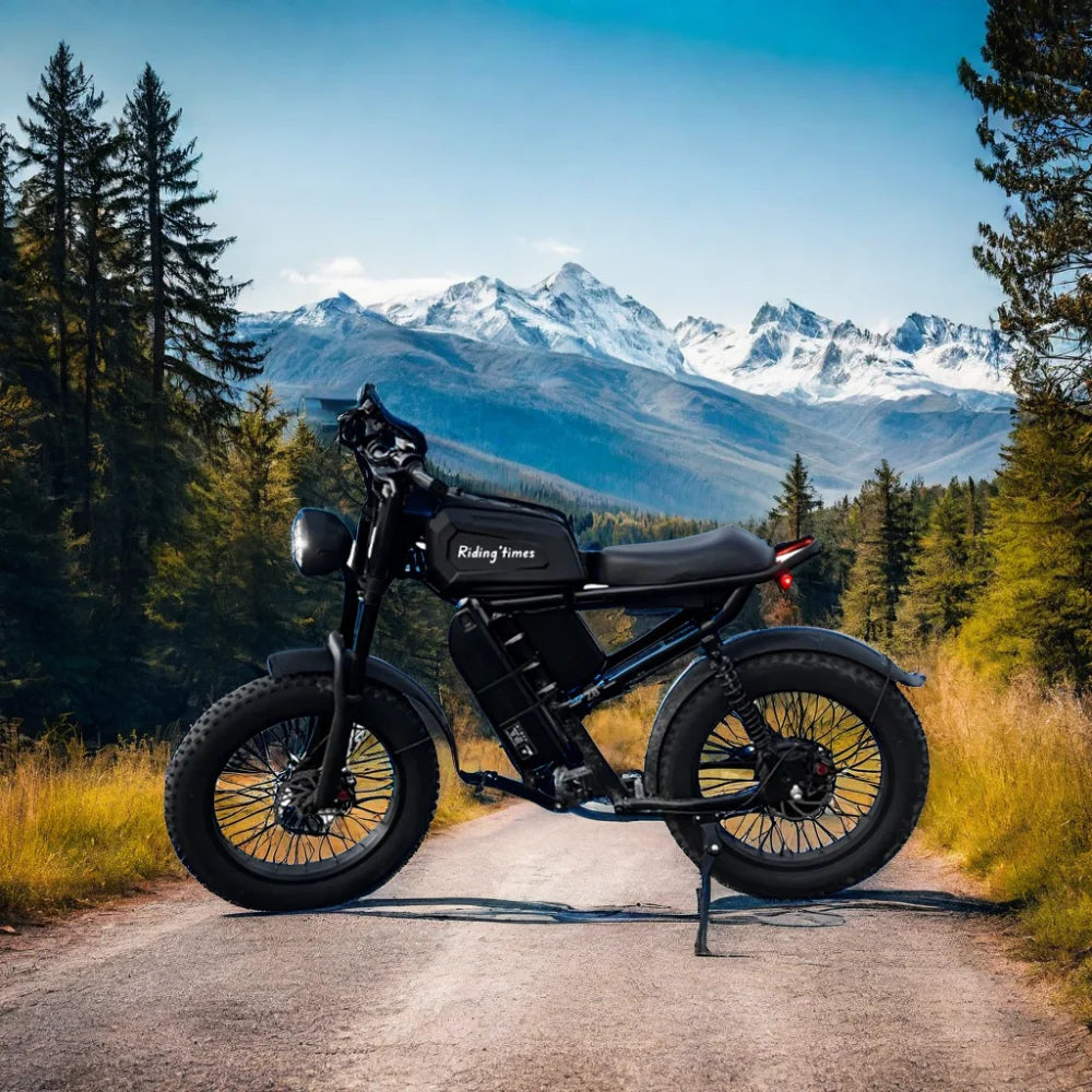 Ridingtimes Z8PRO Moped Style Ebike for Adults 1500W Long Seat Electric Dirt Bike Fat Tire Full Suspension E Bike All Terrain
