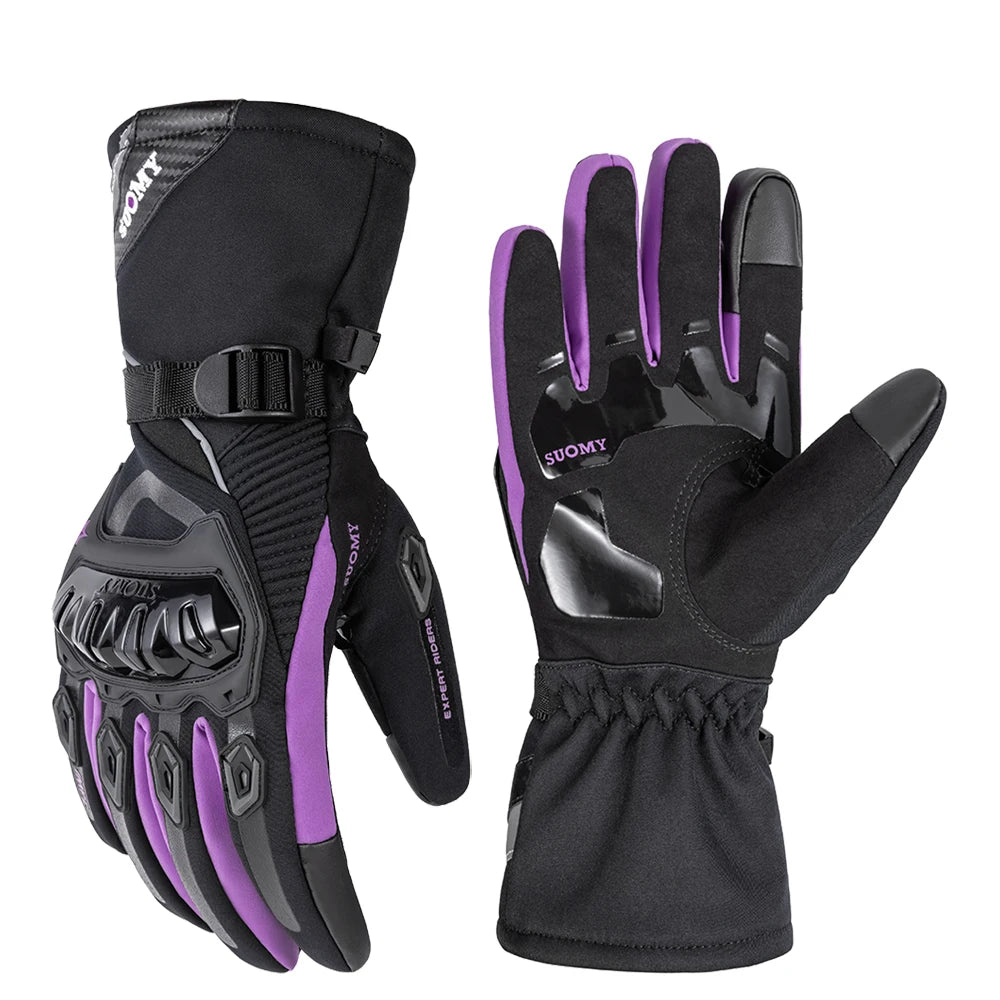 Waterproof SUOMY Motorcycle Gloves Women Winter Warm Motocross Guantes Touch Screen Gants Pink Windproof Motorbike Riding Gloves