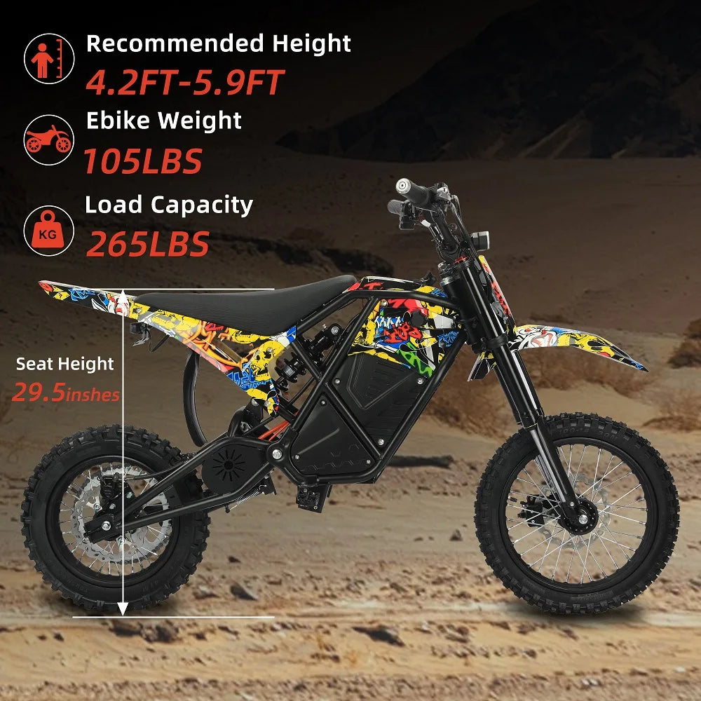 US Hot Sale Electric Dirt Bike 2000W with Brushless Motor and 14" Front 12" Rear Tires
