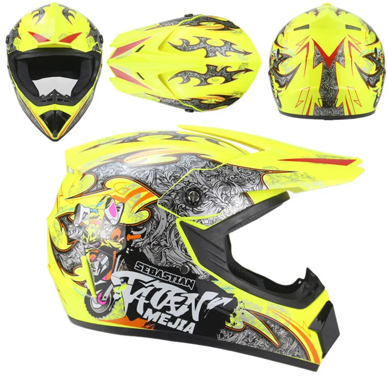 Full Face Motorcycle Motocross Helmet Flip up Racing ATV off Road Safety Karting Helmet