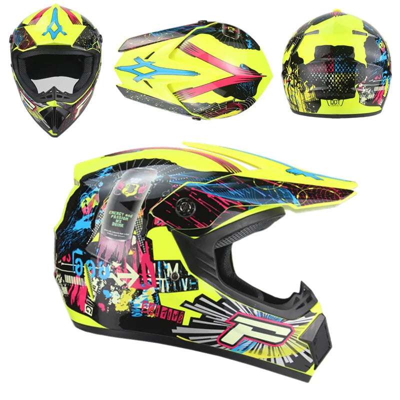 Full Face Motorcycle Motocross Helmet Flip up Racing ATV off Road Safety Karting Helmet
