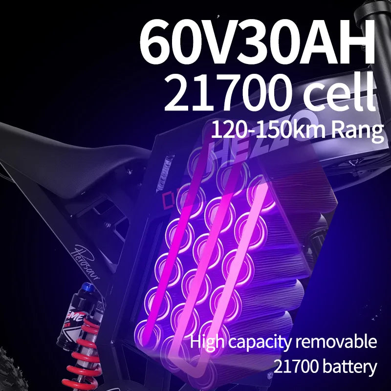 HEZZO D5 Electric Cross Bike 3000W 60V 30Ah Powerful Ebike 20Inch 70KM/H 160Nm  Fashion Ebike Electric  Dirt Bike US Warehouse