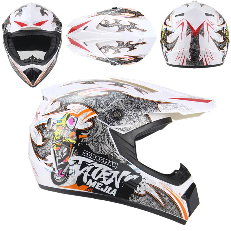 Full Face Motorcycle Motocross Helmet Flip up Racing ATV off Road Safety Karting Helmet