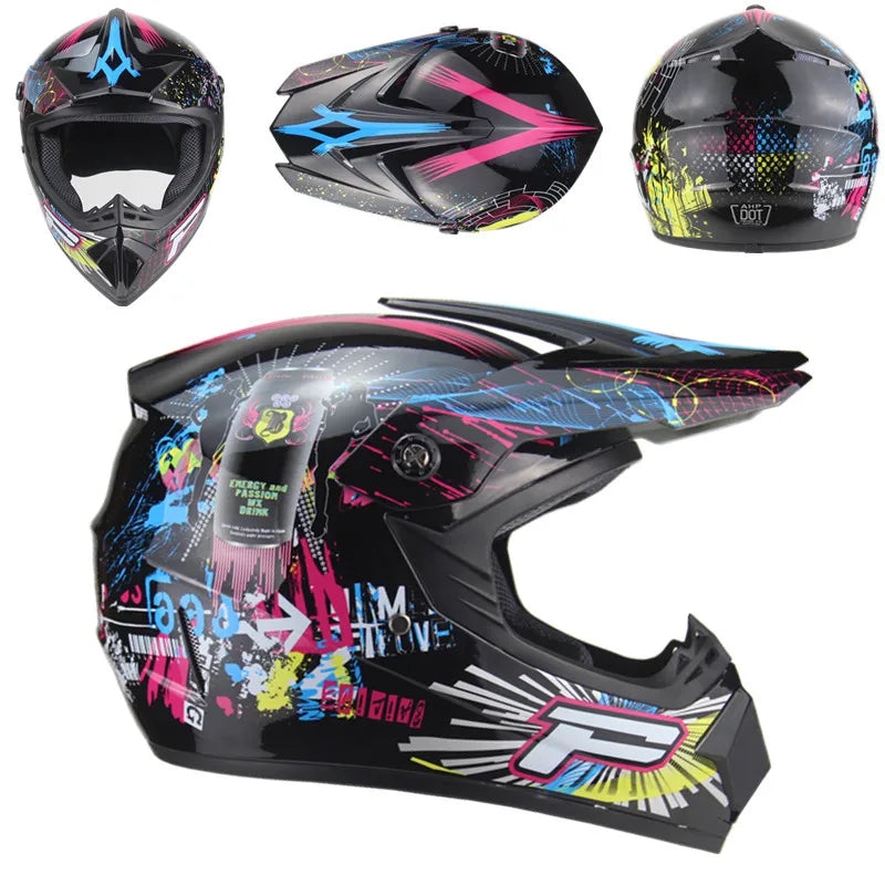 Full Face Motorcycle Motocross Helmet Flip up Racing ATV off Road Safety Karting Helmet