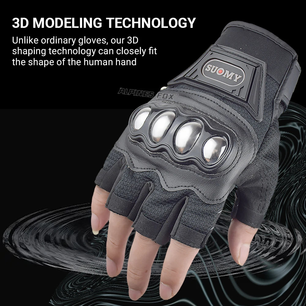 SUOMY Summer Motorcycle Gloves Half Finger Breathable Motobike Hard Shell Protective Fingerless Gloves Women Moto Riding Guantes