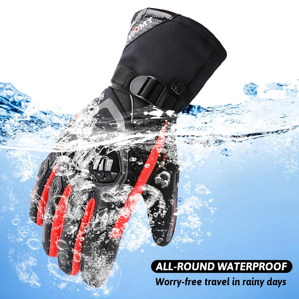 Waterproof SUOMY Motorcycle Gloves Women Winter Warm Motocross Guantes Touch Screen Gants Pink Windproof Motorbike Riding Gloves