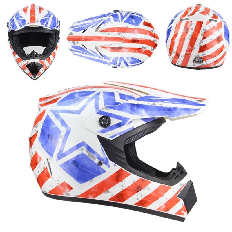 Full Face Motorcycle Motocross Helmet Flip up Racing ATV off Road Safety Karting Helmet