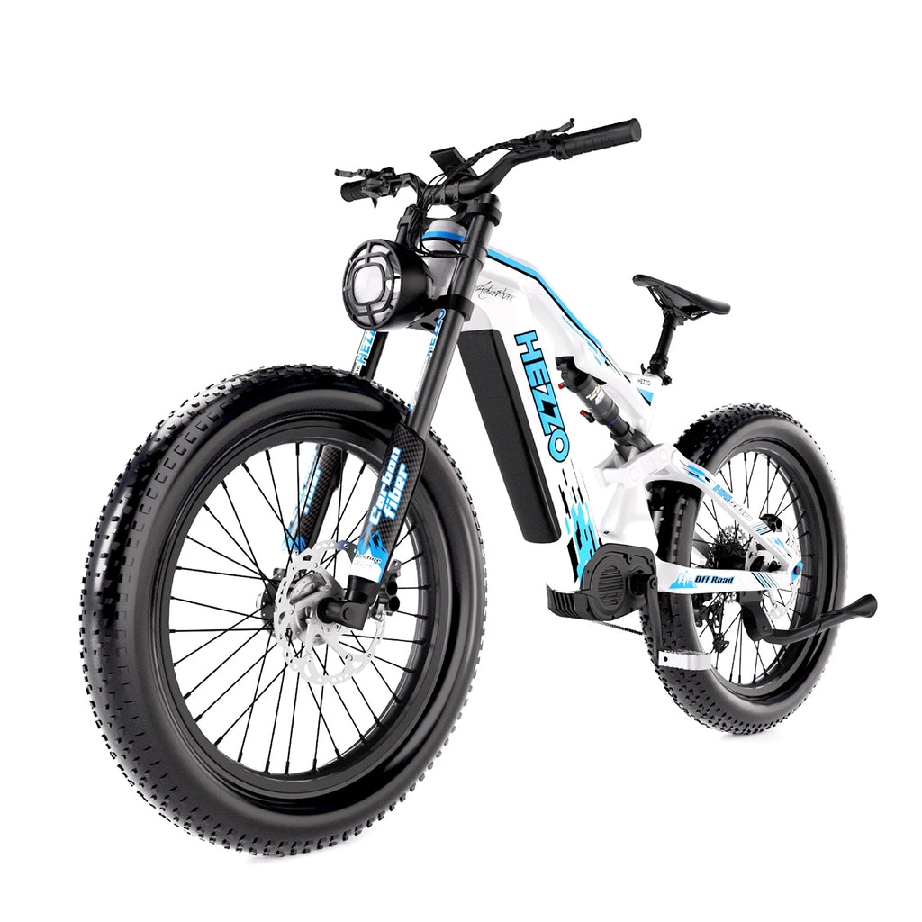 Hezzo Carbon Fiber Ebike BAFANG M620 52V 1000W Mid Drive 160N.M 26*4.8 Fattire 21Ah LG Electric Dirt Bike Emtb USA EU Warehouse
