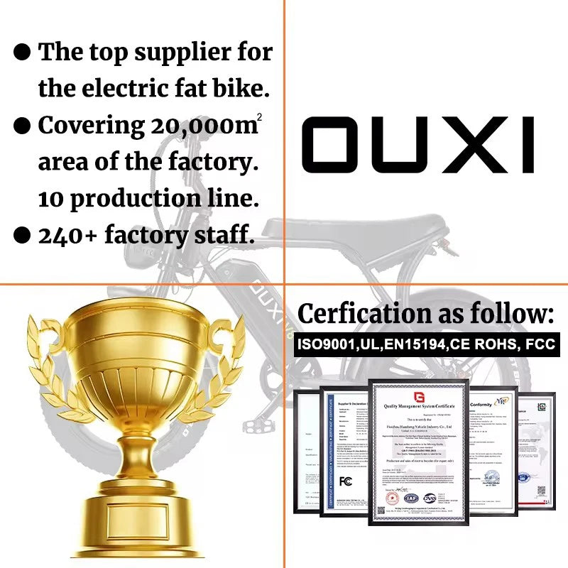 EU OUXI Offroad Tire Electric Bike Adults 60V Full Suspension Hybrid Mountain E Bike Customizable Lithium Battery Bike GT2000