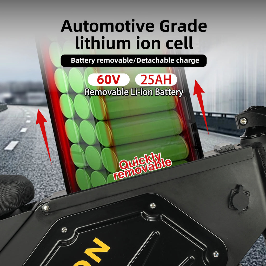 Electric Mountain Bike for Adults, 3000W E-bike , 45 MPH & 60 Miles Range, 60V 25AH Removable Battery Dual Shock Absorber E Bike