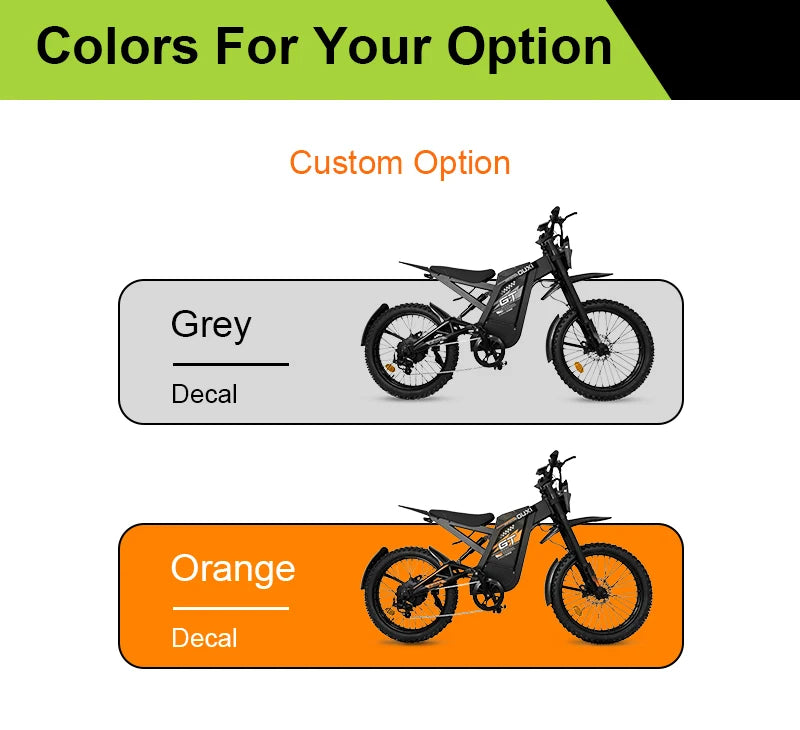 EU OUXI Offroad Tire Electric Bike Adults 60V Full Suspension Hybrid Mountain E Bike Customizable Lithium Battery Bike GT2000