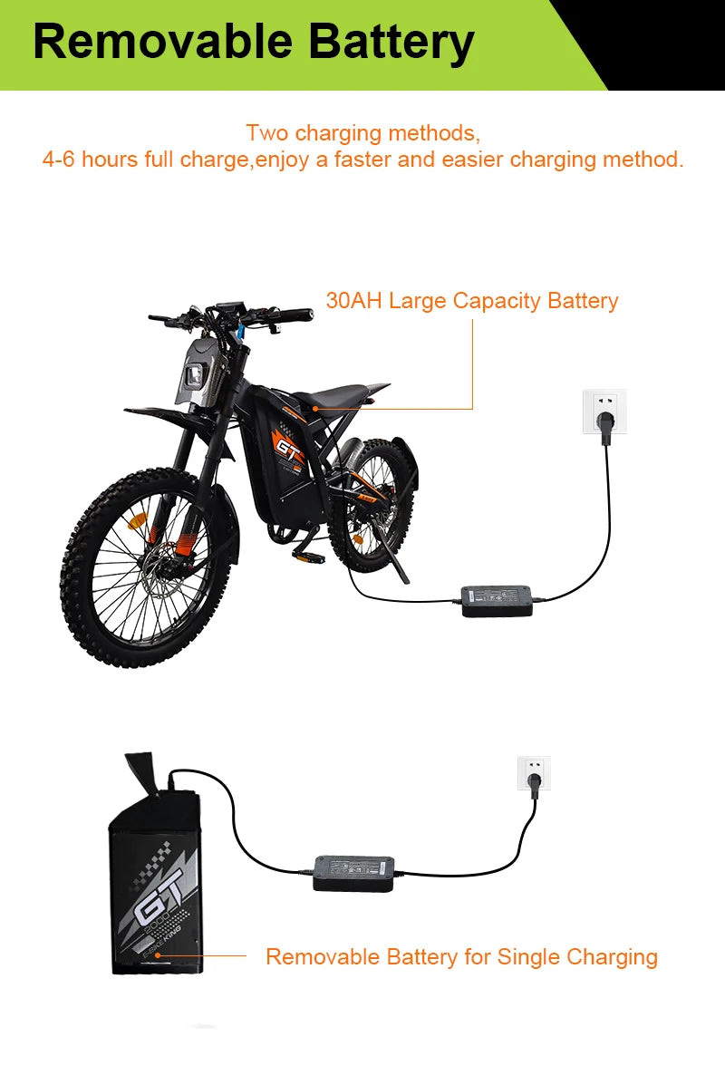EU OUXI Offroad Tire Electric Bike Adults 60V Full Suspension Hybrid Mountain E Bike Customizable Lithium Battery Bike GT2000