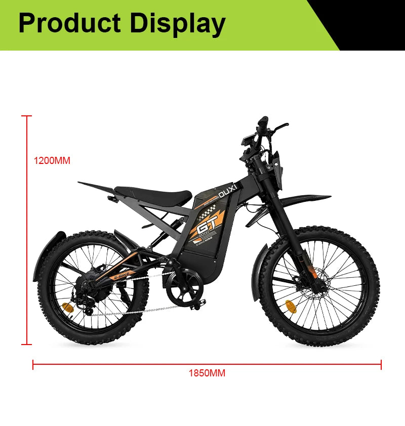 EU OUXI Offroad Tire Electric Bike Adults 60V Full Suspension Hybrid Mountain E Bike Customizable Lithium Battery Bike GT2000