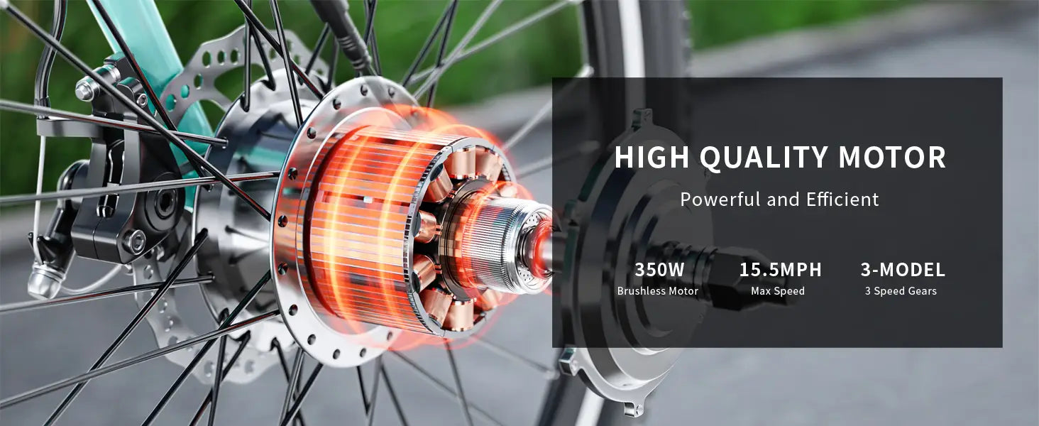 MOONCOOL Electric Tricycle for Adults 24’’ Electric Trike 350W 36V 40Miles Range