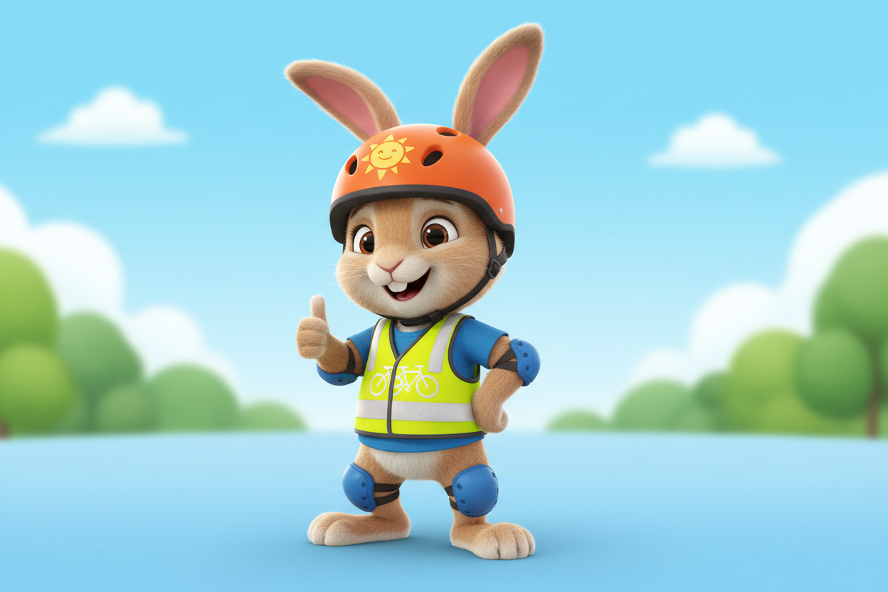 bike safety gear awareness a picture of a rabbit like the pic before and have him with full gear helmet and all