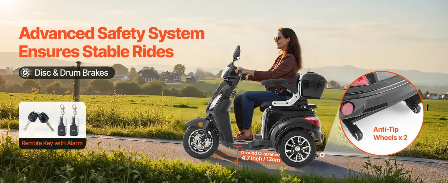 Uimoso Heavy-Duty 3-Wheel Mobility Scooter 21.5-Mile Range 3-Speed 500lbs Load
