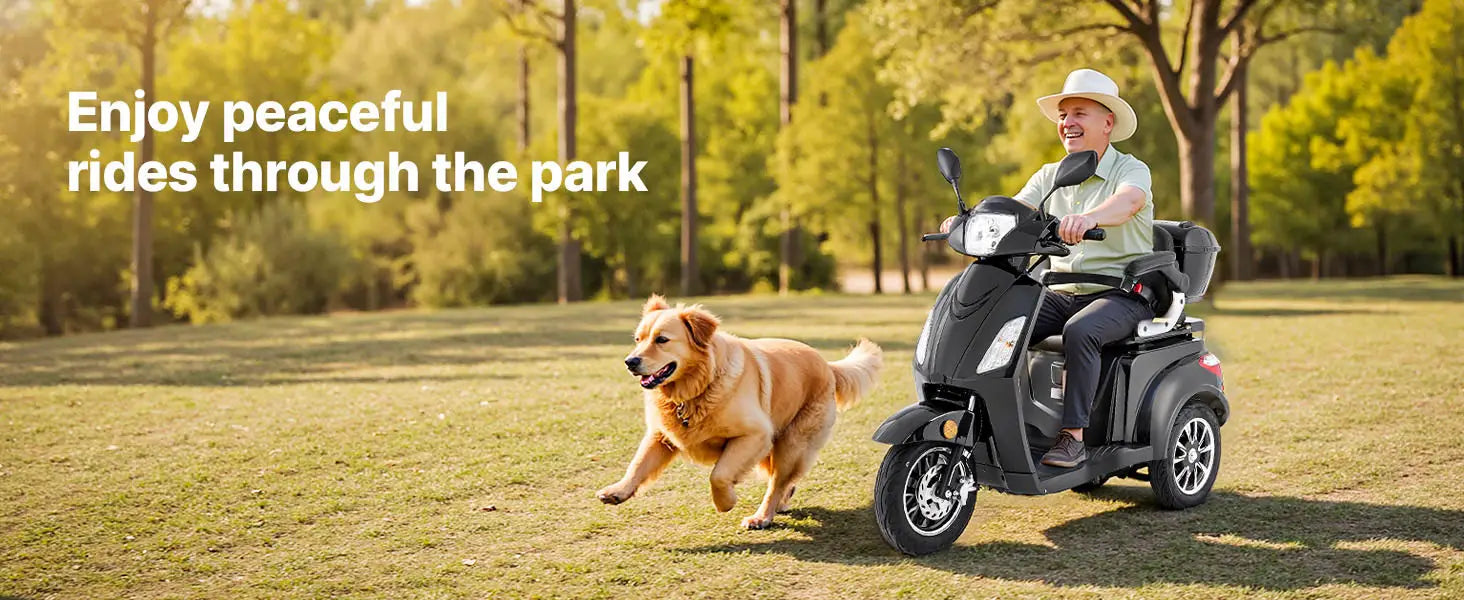 Uimoso Heavy-Duty 3-Wheel Mobility Scooter 21.5-Mile Range 3-Speed 500lbs Load