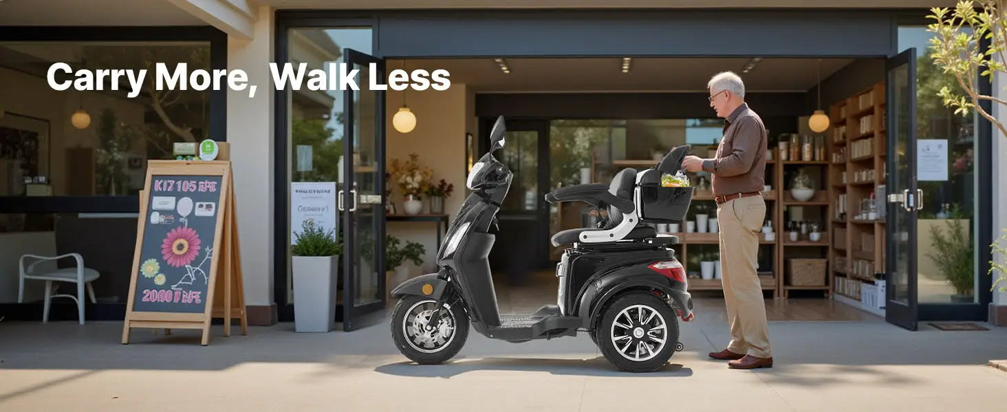 Uimoso Heavy-Duty 3-Wheel Mobility Scooter 21.5-Mile Range 3-Speed 500lbs Load