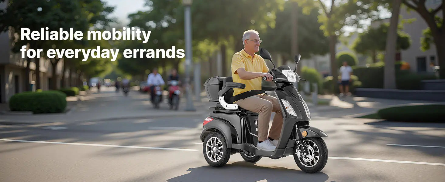 Uimoso Heavy-Duty 3-Wheel Mobility Scooter 21.5-Mile Range 3-Speed 500lbs Load