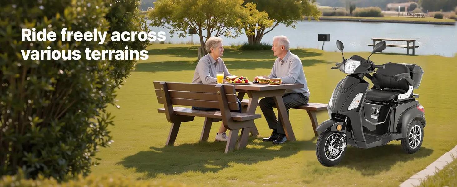 Uimoso Heavy-Duty 3-Wheel Mobility Scooter 21.5-Mile Range 3-Speed 500lbs Load