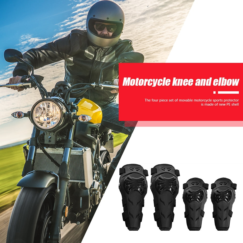 Patella Protectors Knee Pads 4pcs Set - Sports Safety Gear for Motorcycle, Cycling, and Racing
